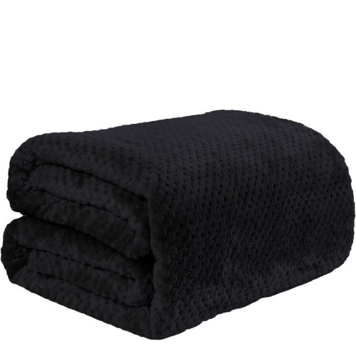 1+1 ΔΩΡΟ Υπέρδιπλη Κουβέρτα Fleece PopCorn 220x240 Μαύρο | Alpha-market.gr