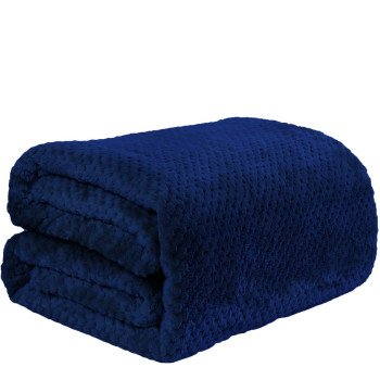 1+1 ΔΩΡΟ Υπέρδιπλη Κουβέρτα Fleece PopCorn 220x240 Navy Blue FL508