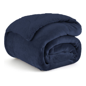 1+1 ΔΩΡΟ Κουβέρτα Υπέρδιπλη Flannel Sherpa 220X240 Navy Blue KP114 /alpha-market.gr