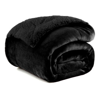 1+1 ΔΩΡΟ Κουβέρτα Υπέρδιπλη Flannel Sherpa 220X240 Μαύρο KP115 /alpha-market.gr