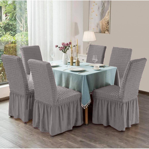 Ελαστικά Καλύμματα Καρέκλας πλά και Βολάν Γκρί | Alpha-Market.gr
