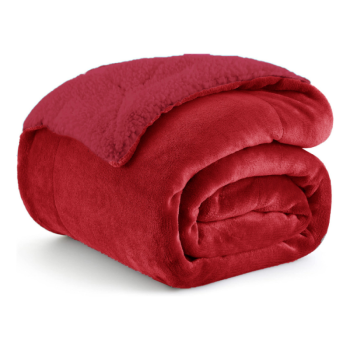 1+1 ΔΩΡΟ Κουβέρτα Υπέρδιπλη Flannel Sherpa Μπορντό KP107 | alpha-market.gr