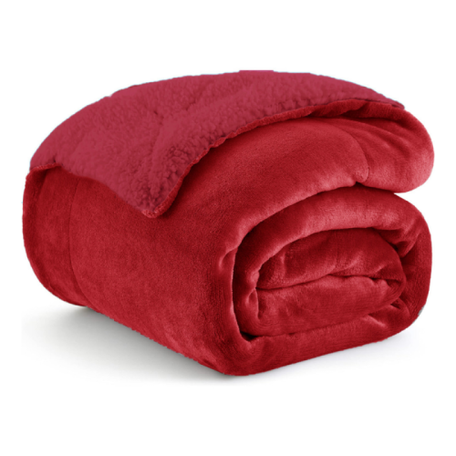 1+1 ΔΩΡΟ Κουβέρτα Υπέρδιπλη Flannel Sherpa Μπορντό KP107 | alpha-market.gr