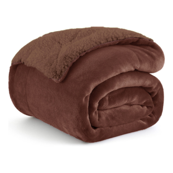 1+1 ΔΩΡΟ Κουβέρτα Flannel Sherpa 220X240 Καφέ KP103 | alpha-market.gr
