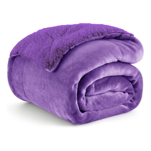 1+1 ΔΩΡΟ Κουβέρτα Υπέρδιπλη Flannel Sherpa Μώβ KP105 | alpha-market.gr
