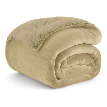1+1 ΔΩΡΟ Κουβέρτα Υπέρδιπλη Flannel Sherpa Μπέζ KP106 | alpha-market.gr